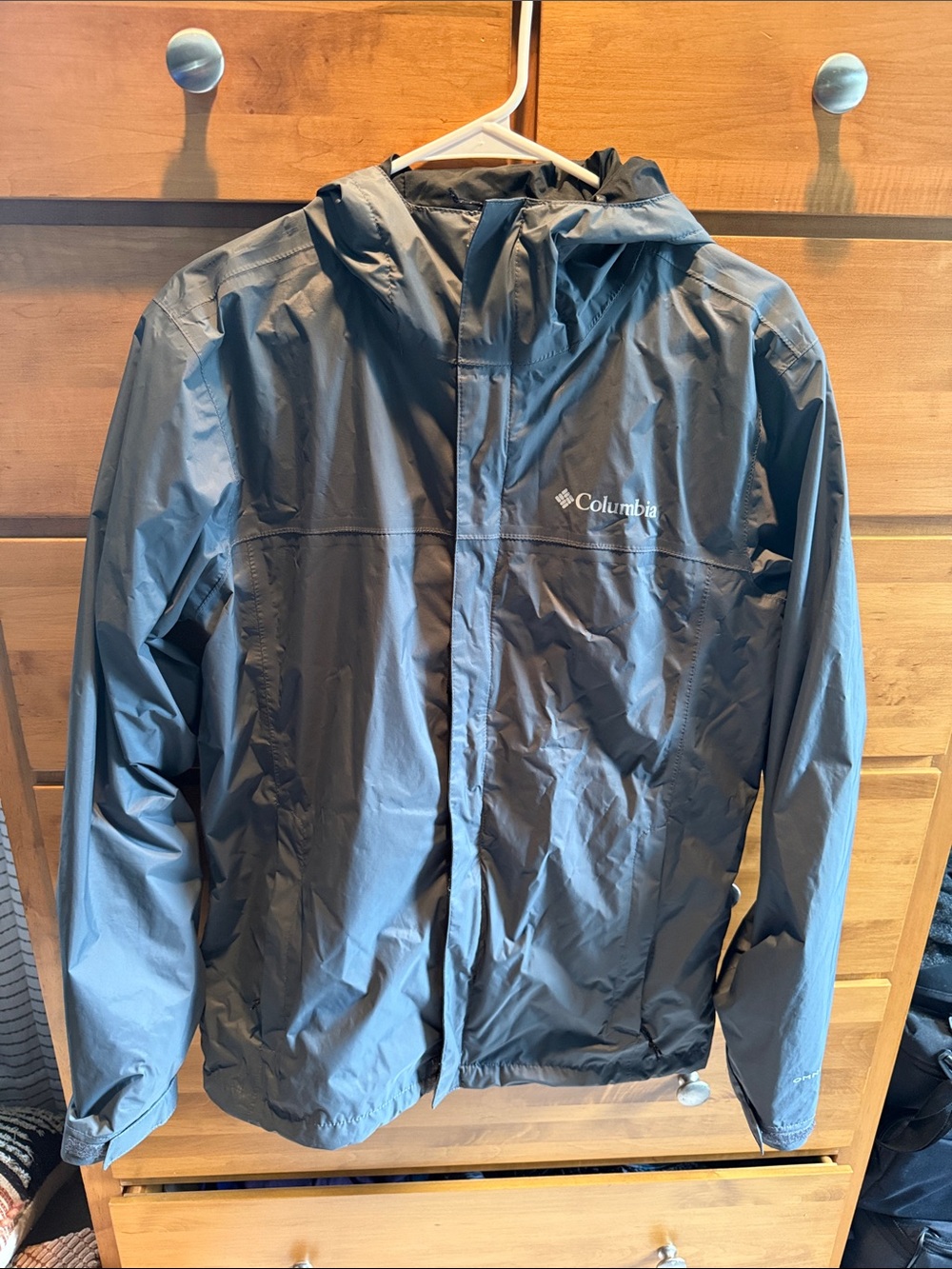 Columbia Men's Gray Hooded Rain Jacket size Small